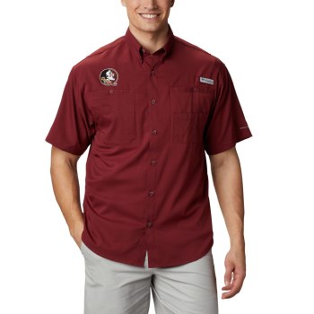 Columbia Muške Košulje - Collegiate PFG Tamiami Short Sleeve - Florida State Tamno Crvene | EXZY-416